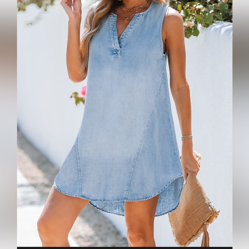 NWT Cupshe denim v-neck mini dress